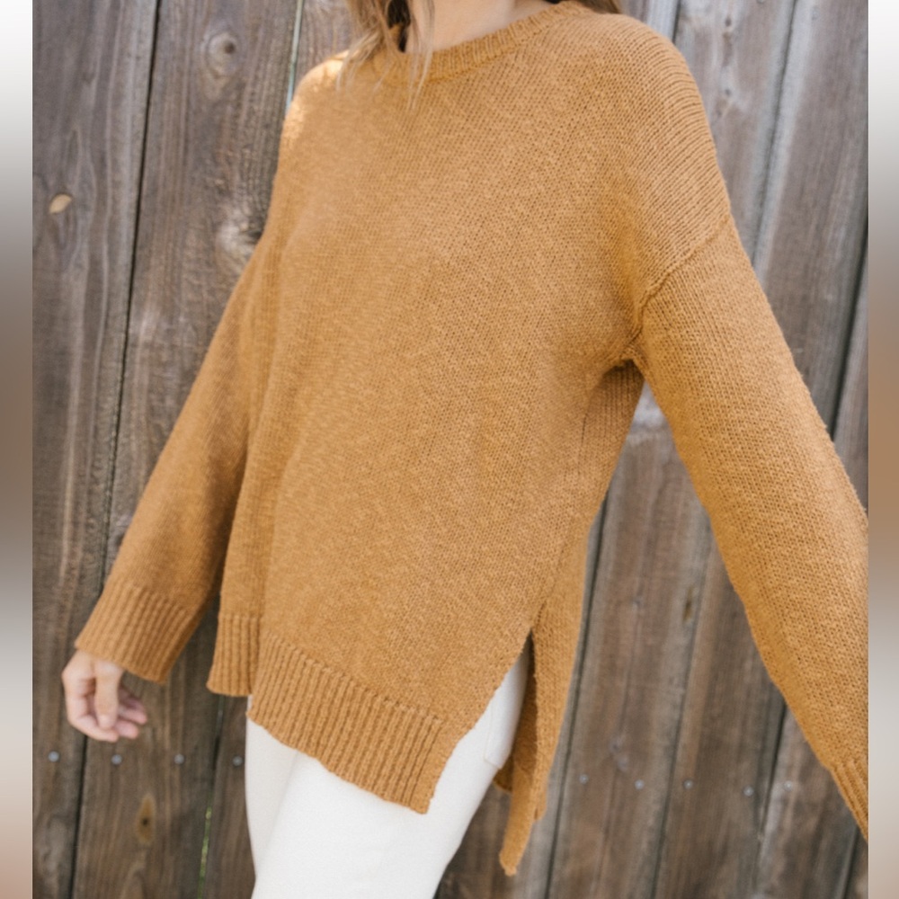 Jenni Kayne Cotton Linen Blend Oversized Boyfriend Sweater